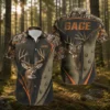 Personalized Deer Hunting Hawaiian Shirt, Unisex Short Sleeve Rustic Wildlife Design, Custom Name Summer Button Down - Style 2