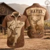 Personalized Deer Hunting Hawaiian Shirt, Unisex Short Sleeve Rustic Wildlife Design, Custom Name Summer Button Down - Style 4