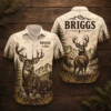 Personalized Deer Hunting Hawaiian Shirt, Unisex Short Sleeve Rustic Wildlife Design, Custom Name Summer Button Down - Style 6