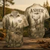 Personalized Deer Hunting Hawaiian Shirt, Unisex Short Sleeve Wildlife Forest Print, Custom Name Summer Button Down - Style 1
