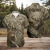 Personalized Deer Hunting Hawaiian Shirt, Unisex Short Sleeve Wildlife Forest Print, Custom Name Summer Button Down - Style 10