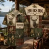 Personalized Deer Hunting Hawaiian Shirt, Unisex Short Sleeve Wildlife Forest Print, Custom Name Summer Button Down - Style 4