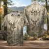 Personalized Deer Hunting Hawaiian Shirt, Unisex Vintage Forest Wildlife Gift, Custom Summer Short Sleeve Beach Shirt - Style 7