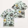 Personalized Dinosaur Summer Beach Aloha Hawaiian Shirt For Men And Women, Short Sleeve Funny Prehistoric Animal Island Vacation, Custom Name Button Down - Style 10