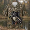 Personalized Duck Hunting Dog Hawaiian Shirt For Men, Short Sleeve Woodland Wildlife Print, Custom Name Summer Button Down - Style 1