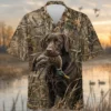 Personalized Duck Hunting Dog Hawaiian Shirt For Men, Short Sleeve Woodland Wildlife Print, Custom Name Summer Button Down - Style 10