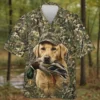 Personalized Duck Hunting Dog Hawaiian Shirt For Men, Short Sleeve Woodland Wildlife Print, Custom Name Summer Button Down - Style 3