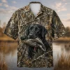 Personalized Duck Hunting Dog Hawaiian Shirt For Men, Short Sleeve Woodland Wildlife Print, Custom Name Summer Button Down - Style 4
