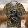 Personalized Duck Hunting Dog Hawaiian Shirt For Men, Short Sleeve Woodland Wildlife Print, Custom Name Summer Button Down - Style 6