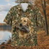 Personalized Duck Hunting Dog Hawaiian Shirt For Men, Short Sleeve Woodland Wildlife Print, Custom Name Summer Button Down - Style 7