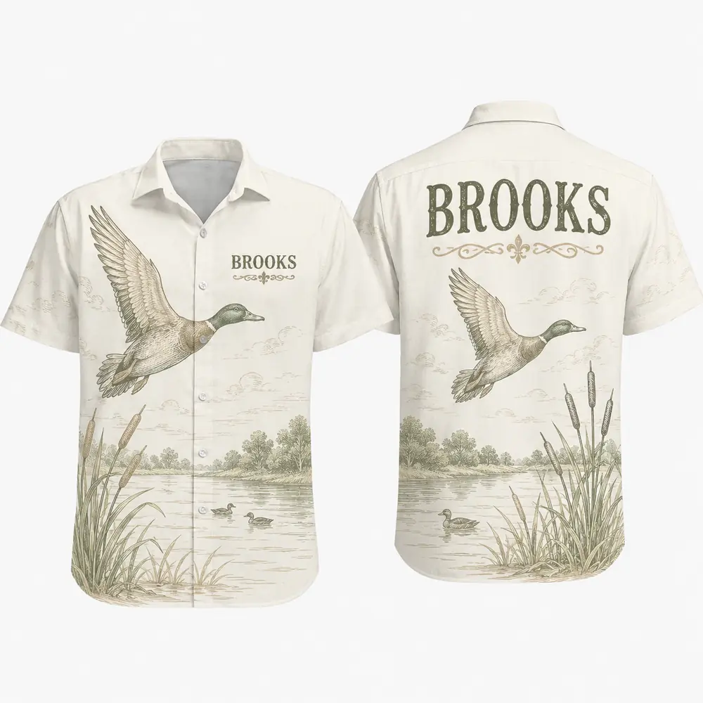 Personalized Duck Hunting Hawaiian Shirt For Men And Women, Short Sleeve Marshland Wildlife Print, Custom Name Summer Button Down - Style 6