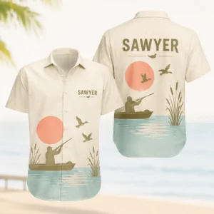 Personalized Duck Hunting Hawaiian Shirt For Men And Women, Short Sleeve Serene Wildlife Print, Custom Name Summer Button Down - Style 2