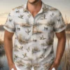 Personalized Duck Hunting Hawaiian Shirt For Men, Short Sleeve Scenic Wildlife Print, Custom Name Summer Button Down - Style 1