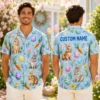 Personalized Easter Bunny And Egg Hawaiian Shirt For Men And Women, Short Sleeve Cute Spring Holiday Print, Custom Name Summer Button Down - View 1