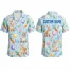 Personalized Easter Bunny And Egg Hawaiian Shirt For Men And Women, Short Sleeve Cute Spring Holiday Print, Custom Name Summer Button Down