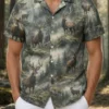 Personalized Elk Hunting Hawaiian Shirt For Men, Short Sleeve Wilderness Forest, Custom Name Summer Button Down - Style 6