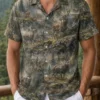 Personalized Elk Hunting Hawaiian Shirt For Men, Short Sleeve Wilderness Forest, Custom Name Summer Button Down - Style 8