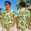 Personalized Funny Banana Hawaiian Shirt For Men And Women, Short Sleeve Tropical Summer Character Print, Custom Name Button Down