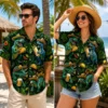 Personalized Funny Dinosaur Fiesta Hawaiian Shirt For Men And Women, Short Sleeve Tropical Mexican Jungle Print, Custom Name Summer Button Down - View 1