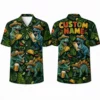 Personalized Funny Dinosaur Fiesta Hawaiian Shirt For Men And Women, Short Sleeve Tropical Mexican Jungle Print, Custom Name Summer Button Down