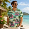 Personalized Funny Raccoon Pool Float Hawaiian Shirt For Men And Women, Short Sleeve Tropical Summer Animal Print, Custom Name Button Down - View 1