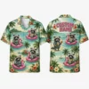 Personalized Funny Raccoon Pool Float Hawaiian Shirt For Men And Women, Short Sleeve Tropical Summer Animal Print, Custom Name Button Down