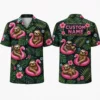 Personalized Funny Sloth Hawaiian Shirt For Men And Women, Short Sleeve Tropical Flamingo Pool Print, Custom Name Summer Button Down