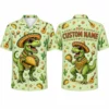 Personalized Funny T-Rex Fiesta Hawaiian Shirt For Men And Women, Short Sleeve Mexican Taco Dinosaur Print, Custom Name Summer Button Down
