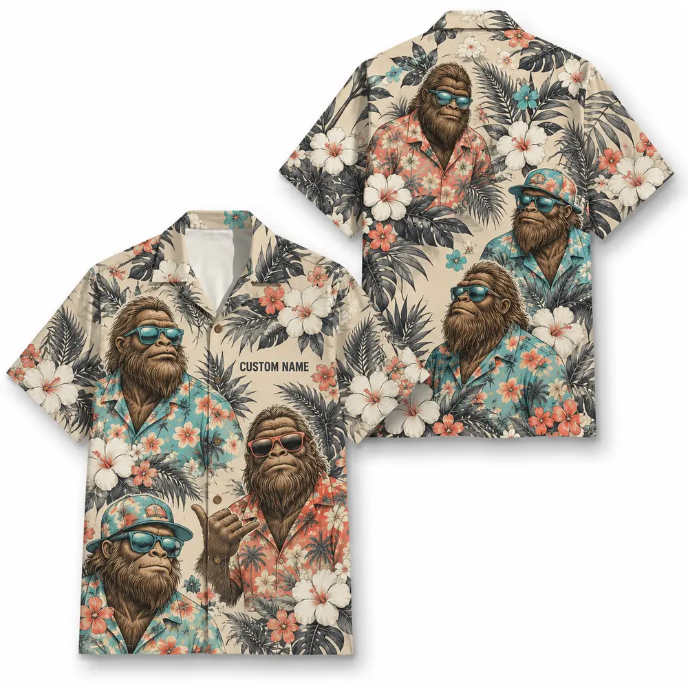 Personalized Gorilla Monkey Tropical Jungle Beach Aloha Hawaiian Shirt For Men And Women, Short Sleeve Funny Wildlife, Custom Name Button Down - Style 10