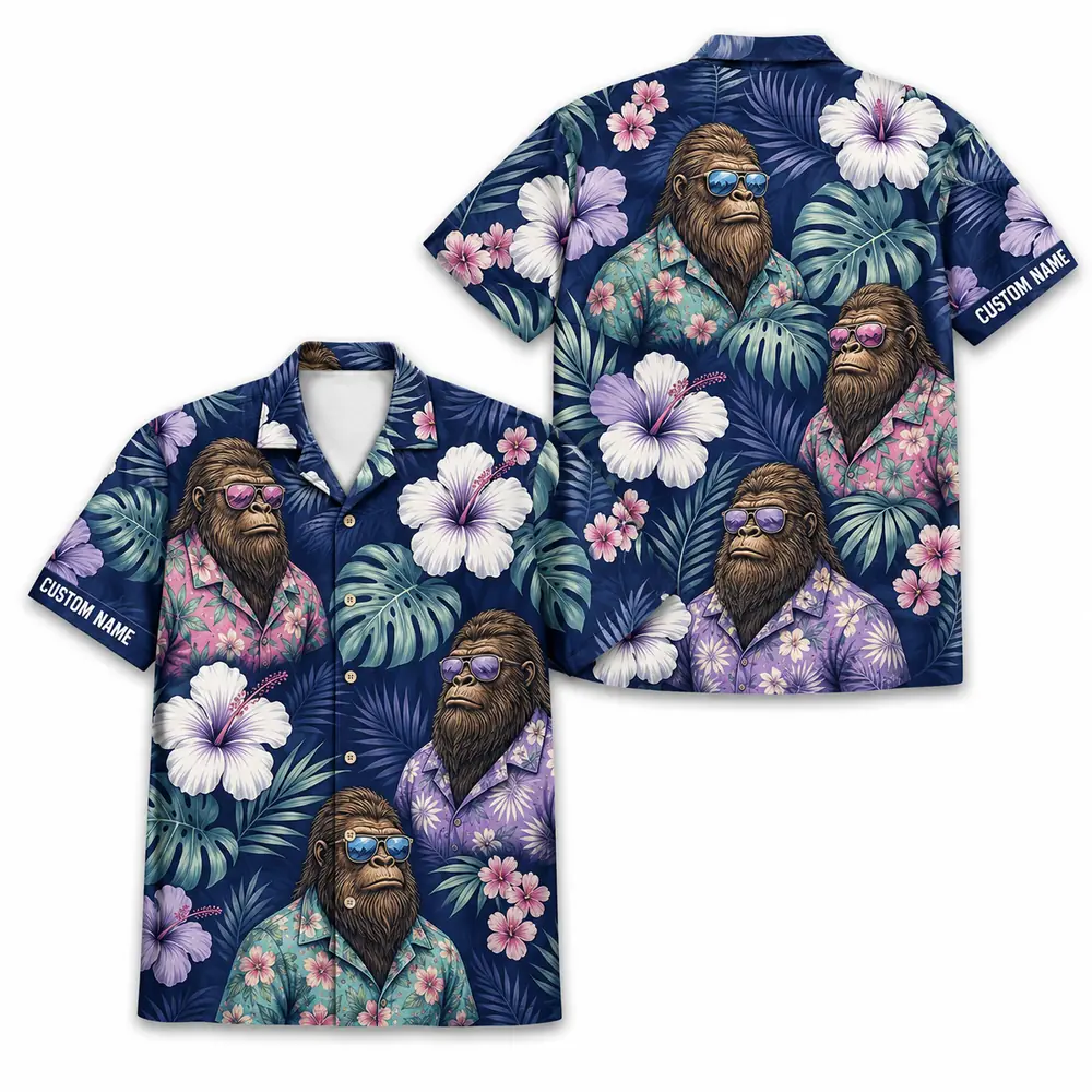 Personalized Gorilla Monkey Tropical Jungle Beach Aloha Hawaiian Shirt For Men And Women, Short Sleeve Funny Wildlife, Custom Name Button Down - Style 3