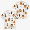Personalized Halloween Black Cat Hawaiian Shirt, Cute Spooky Pumpkin Aloha Shirt, Custom Name Festival Party Shirt For Men And Women - Style 1