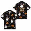 Personalized Halloween Ghost Hawaiian Shirt, Cute Spooky Pumpkin Aloha Shirt, Custom Name Festival Party Shirt For Men And Women - Style 10
