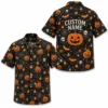Personalized Halloween Pumpkin Hawaiian Shirt, Spooky Jack-O-Lantern Aloha Shirt, Custom Name Festival Party Shirt For Men And Women - Style 5