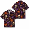 Personalized Halloween Skull Hawaiian Shirt, Spooky Floral Tropical Aloha Shirt, Custom Name Festival Party Shirt For Men And Women - Style 1