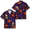 Personalized Halloween Skull Hawaiian Shirt, Spooky Floral Tropical Aloha Shirt, Custom Name Festival Party Shirt For Men And Women - Style 2