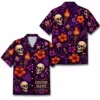 Personalized Halloween Skull Hawaiian Shirt, Spooky Floral Tropical Aloha Shirt, Custom Name Festival Party Shirt For Men And Women - Style 4