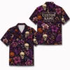 Personalized Halloween Skull Hawaiian Shirt, Spooky Floral Tropical Aloha Shirt, Custom Name Festival Party Shirt For Men And Women - Style 5