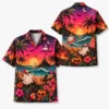 Personalized Halloween Sunset Hawaiian Shirt, Tropical Beach Spooky Aloha Shirt, Custom Name Festival Party Shirt For Men And Women - Style 1