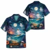 Personalized Halloween Sunset Hawaiian Shirt, Tropical Beach Spooky Aloha Shirt, Custom Name Festival Party Shirt For Men And Women - Style 2