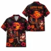 Personalized Halloween Sunset Hawaiian Shirt, Tropical Beach Spooky Aloha Shirt, Custom Name Festival Party Shirt For Men And Women - Style 4