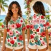 Personalized Love Heart Floral Hawaiian Shirt For Men And Women, Short Sleeve Romantic Tropical Beach Print, Custom Name Summer Button Down - View 2