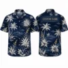 Personalized Midnight Blue Palm Tree Hawaiian Shirt For Men And Women, Short Sleeve Elegant Tropical Night Vacation Print, Custom Name Button Down