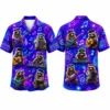 Personalized Music Raccoon Neon Purple Hawaiian Shirt For Men And Women, Short Sleeve Funny Party Festival, Custom Name Summer Button Down - Style 2