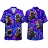Personalized Music Raccoon Neon Purple Hawaiian Shirt For Men And Women, Short Sleeve Funny Party Festival, Custom Name Summer Button Down - Style 4