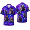 Personalized Music Raccoon Neon Purple Hawaiian Shirt For Men And Women, Short Sleeve Funny Party Festival, Custom Name Summer Button Down - Style 6