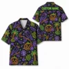 Personalized Neon Halloween Hawaiian Shirt For Men Women, Short Sleeve Glow Festival Party Print, Custom Name Button Down - Style 3