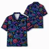 Personalized Neon Halloween Hawaiian Shirt For Men Women, Short Sleeve Glow Festival Party Print, Custom Name Button Down - Style 4