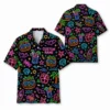 Personalized Neon Halloween Hawaiian Shirt For Men Women, Short Sleeve Glow Festival Party Print, Custom Name Button Down - Style 5