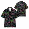 Personalized Neon Halloween Hawaiian Shirt For Men Women, Short Sleeve Glow Festival Party Print, Custom Name Button Down - Style 7