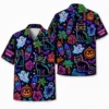 Personalized Neon Pumpkin Halloween Hawaiian Shirt For Men Women, Short Sleeve Glow Festival Party Print, Custom Name Button Down - Style 6